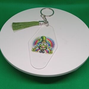 Leprechaun Rainbow Keychain with Green Tassel